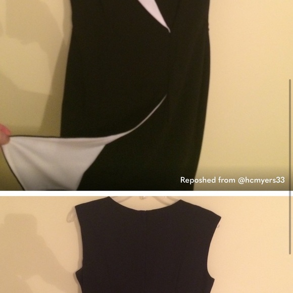 Calvin Klein Black and White Asymmetrical Cocktail Dress - Picture 6 of 6